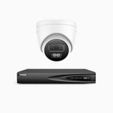 H500P - 3K 4 Channel 1 Camera PoE Security System, Color & IR Night Vision, 3072*1728 Resolution, f/1.6 Aperture (0.005 Lux), Human & Vehicle Detection, Built-in Microphone,IP67